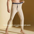 Thicken Fleece Lined Thermal Pants Men Slim Fit Double Sided Brushed Velvet Inner Wear Seamless Cold Resistant Autumn Pants Set