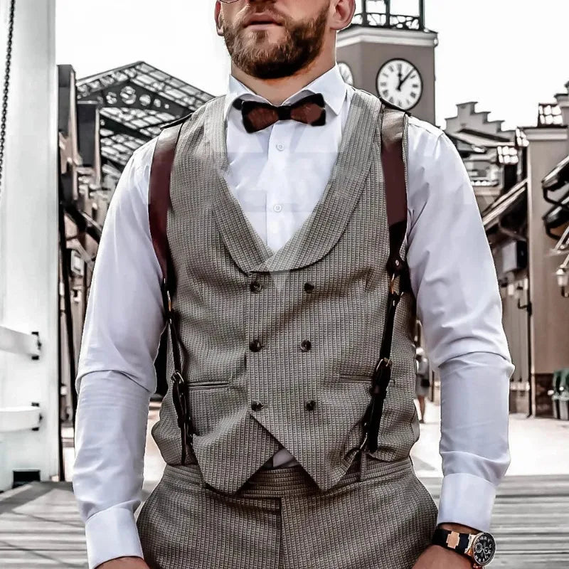 Fashion Men Knight Brown PU Leather Suspenders Fashion Suit Shirt Suspenders Belt for Party Club Costume Men Gifts