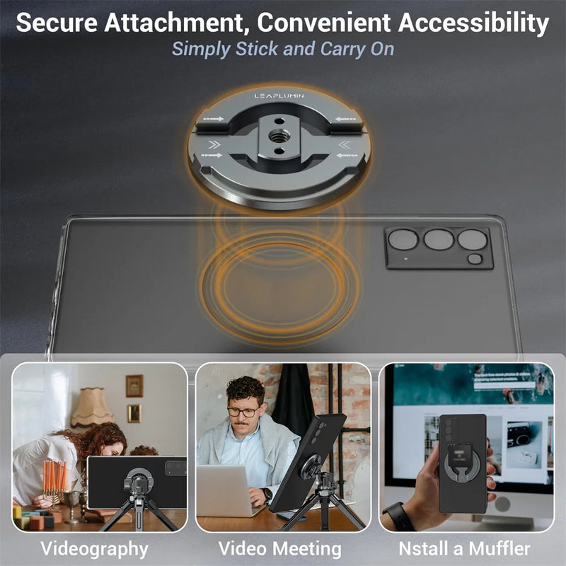 LEAPLIGHT Magnetic Phone Tripod Mount with 1/4” Screw Hot Shoe Adapter for Magsafe Iphone 16 15 14 13 Mic Light Tripod Ball Head