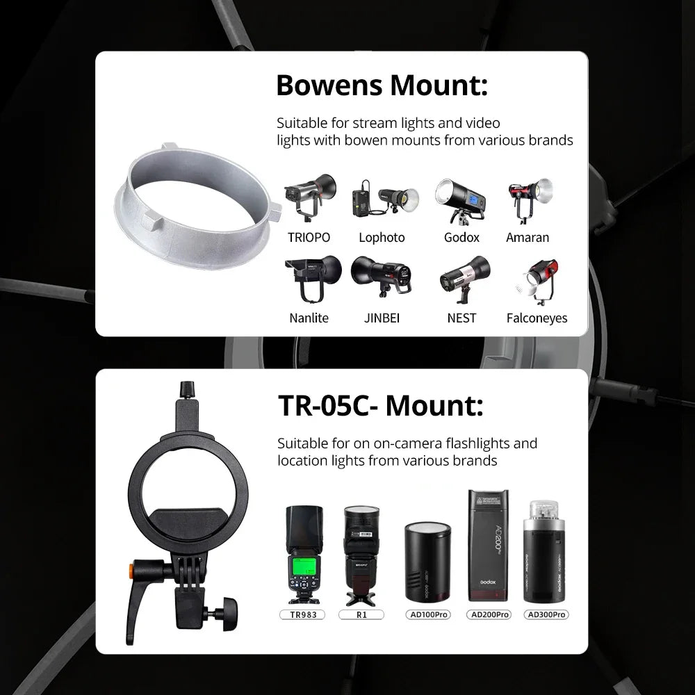 TRIOPO K3 Series 65cm 90cm 55cm 120cm Quick-Setup Octagon Softbox Bowens Mount for Godox Aputure Sokani Studio LED Video Light