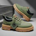 Men's Low-Top Solid Color Fashionable Business Casual Shoes, Non-Slip, Wear-Resistant, Textured Thick-Soled Casual Work Boots, Suitable for Daily Commuting, Walking, and Camping