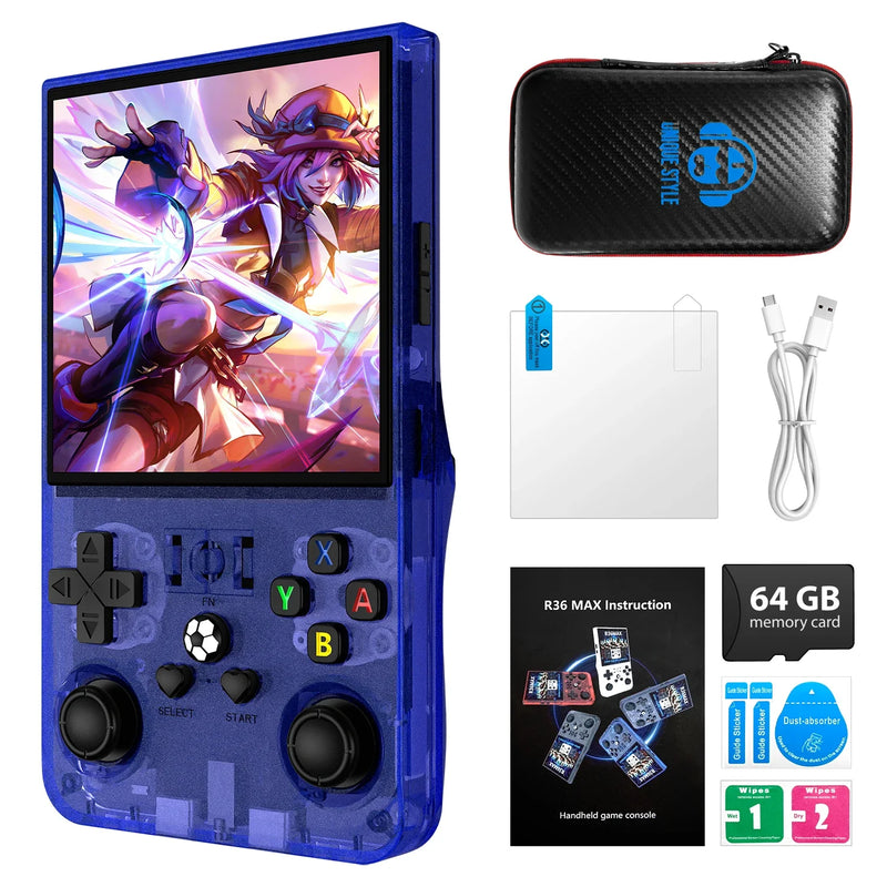 Open Source R36MAX Portable Video Game Player Console 18000+ Games Retro Handheld Game Console 4.0 Inch IPS Screen Linux System