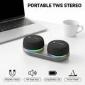 Dual Bluetooth Speaker Set with Magnetic Base & Phone Stand TWS Stereo Sound 10H Playtime RGB Music Sync Lights for Home Theater
