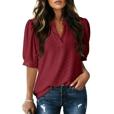 Dokotoo Women's Summer Business Casual Blouses V Neck | SAMAG