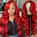 Hot Red Human Hiar Wigs 13x4 13x6 Lace Frontal Wig Body Wave Brazilian Colored Human Hair Wigs 30 36 Inch for Women  Pre plucked