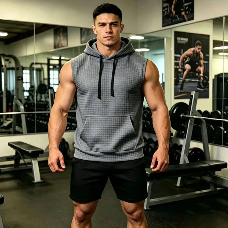 Men Hooded Sleeveless Shirt Casual Gym Tank Top Male Breathable Bodybuilding Vest Basketball Shirt Fashion Singlet Man Clothes