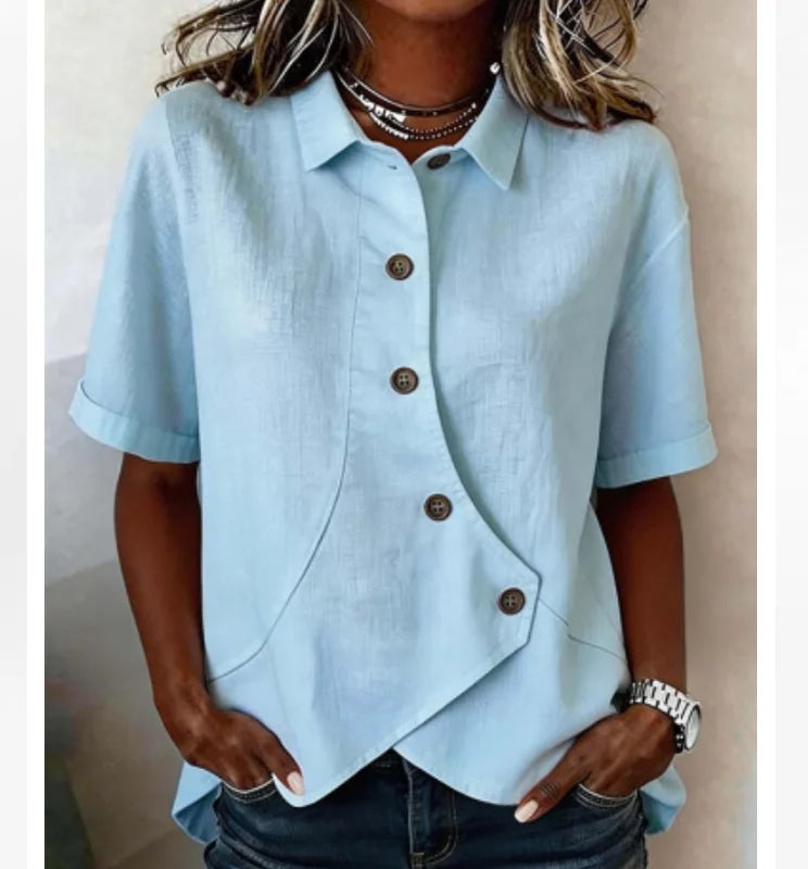 Summer Women's Casual Solid Irregular Shirt Fashion - View 3 | SAMAG