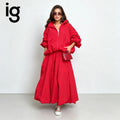 Women Oversized Hooded Zipper Jacket Maxi Long Skirt Two | SAMAG