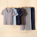 Sleepwear Pajama Male Pajamas Summer Men's Pure Cotton Set Short-sleeved  Long Pants Japanese-style Home Wear Large Size Casual