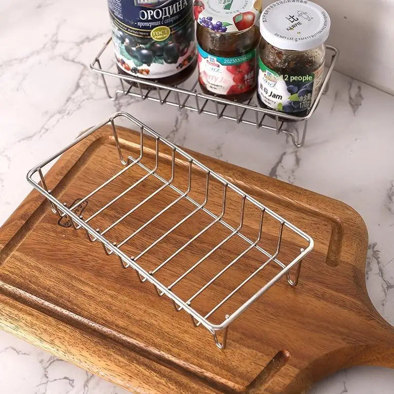 #Stainless Steel Spice Rack Rustproof Coated Open Wire Design Adhesive Mount for Rental Apartment Kitchen Storage