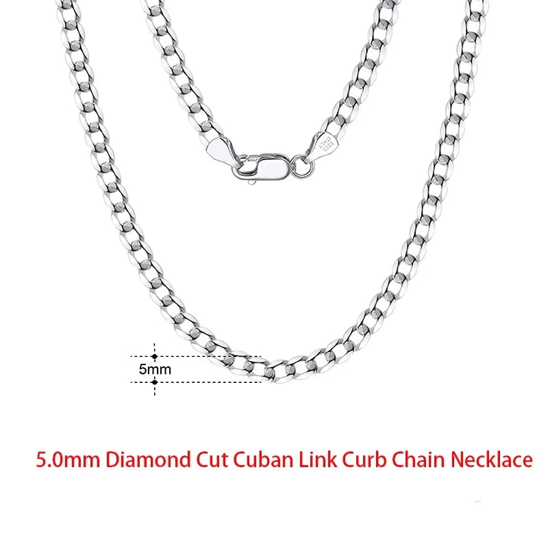 Rinntin 925 Sterling Silver Italian 2.6/3.7/5.0mm Flat Mariner Chain Necklace for Women Men Fashion Neck Chain Jewelry SC78