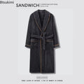 2026 Men's Autumn Winter Flannel Pajama Robes Thickened Warm Lace Up Bath Robes Men Loose Lounge Homewear Coral Fleece Nightgown