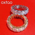 OXTAO 0.5CT Oval Moissanite Eternity Ring Engagement Anniversary Gifts for Women Stackable Wedding Rings Jewelry 14K Gold Filled