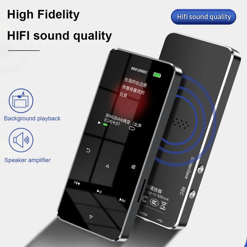 New 1.8 Inch Metal Touch MP3 MP4 Music Player Bluetooth-compatible 5.0 Fm Radio Video Play 8/32/64GB E-book Hifi Player Walkman