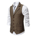 Men's Suit Vest Fashion Turn-Down Collar Pockets Suit Vests England Style Smart Casual Vintage Gentleman Leisure Party Waistcoat