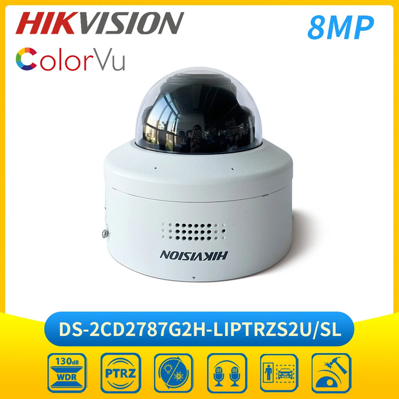 Hikvision DS-2CD2787G2H-LIPTRZS2U/SL 8MP Smart Hybrid Light ColorVu Motorized PTRZ Varifocal Dome Network IP Camera 4k POE