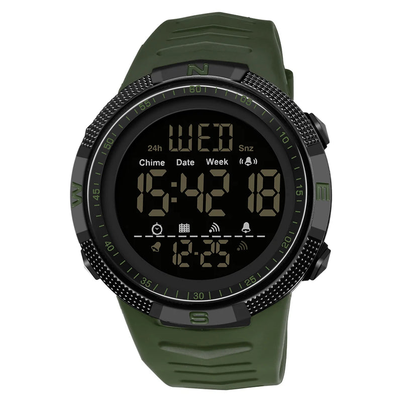 SANDA Fashion Men's LCD Digital Casual Date and Week Alarm Waterproof Sport Silicone Strap Military Electronic Watch
