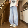 Men Lyocell Wide Leg Jeans Lightweight Drawstring | SAMAG