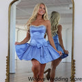 Satin Short Homecoming Dress Strapless Sweetheart Neck | SAMAG