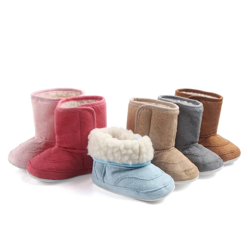 Baby Girl Boy Snow Booties Winter Solid Six Colors Warm Plush Soft Sole Non-slip High Quality Toddler Shoes First Walkers MJ0407