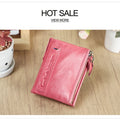 CONTACT'S Fashion Genuine Leather Women Wallet Bifold Card Holder Coin Purse Small Women's Purse Money Clip Men Pocket Wallets