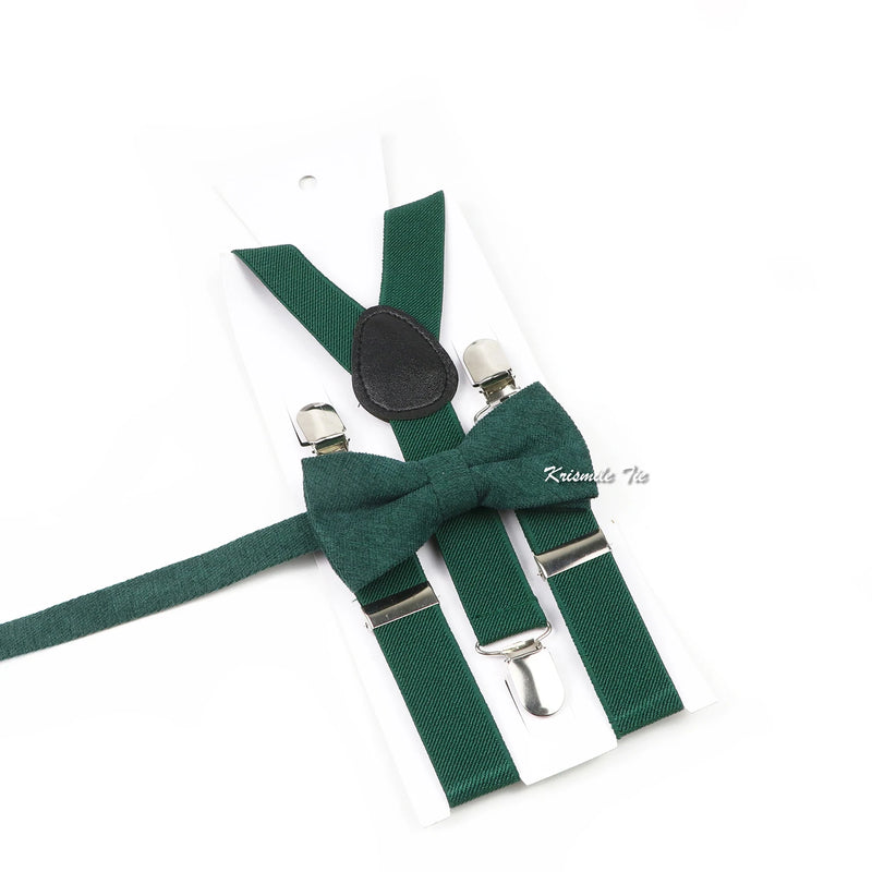 Fashion Men Kids Turquoise Green Suspender Bowtie Sets Elastic Solid Color Y - back Straps Butterfly - Visuel 13 | SAMAG