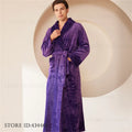 Large Size Flannel Men's Long Robe Kimono Gown Winter Thicken Sleepwear Loungewear Loose Coral Fleece Couple Pajama Home Clothes