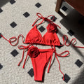 Sexy 3D flower bikinis sets triangle two pieces rose | SAMAG