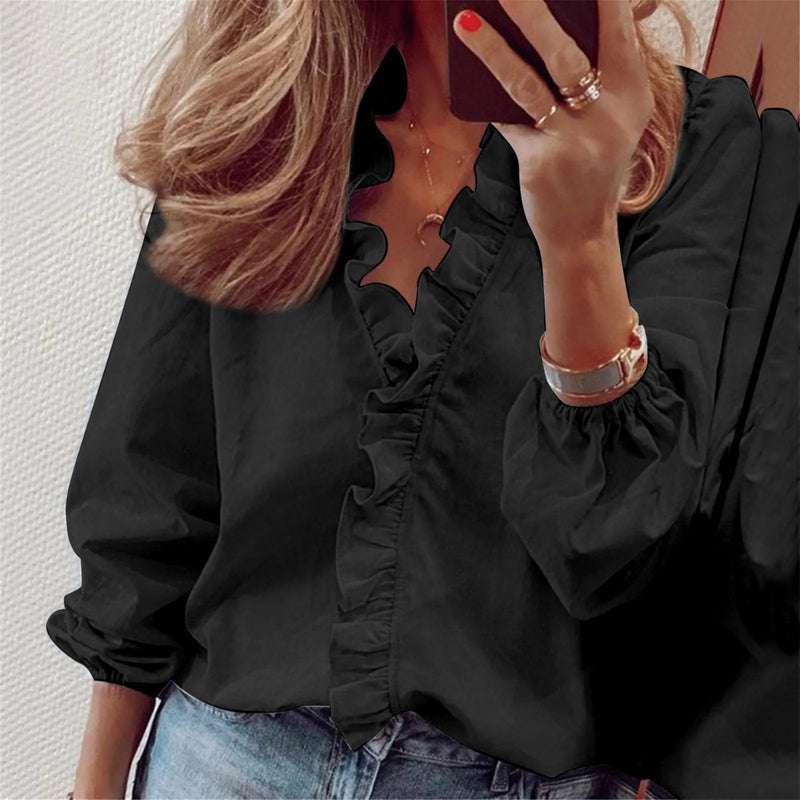 New European and American Long Sleeved Ruffled Shirt - View 3 | SAMAG