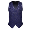 2026 Men's White Rose Sleeveless Waistcoat, Single-breasted V-neck Business Vest, Wedding Party Men Vests Blue Red Black