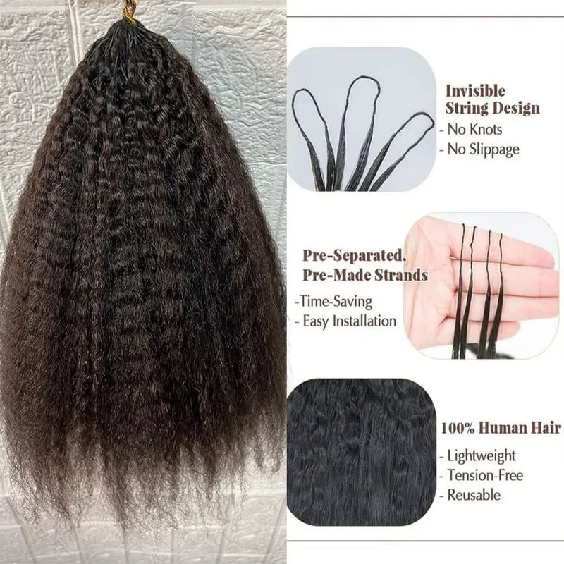 Kinky Straight Miracle Knots Crochet Human Hair Extensions Burmese Virgin Pre Separated Feather Crochet Hair Braids Bundles for Black Women Meadow Hair 26inch 240g