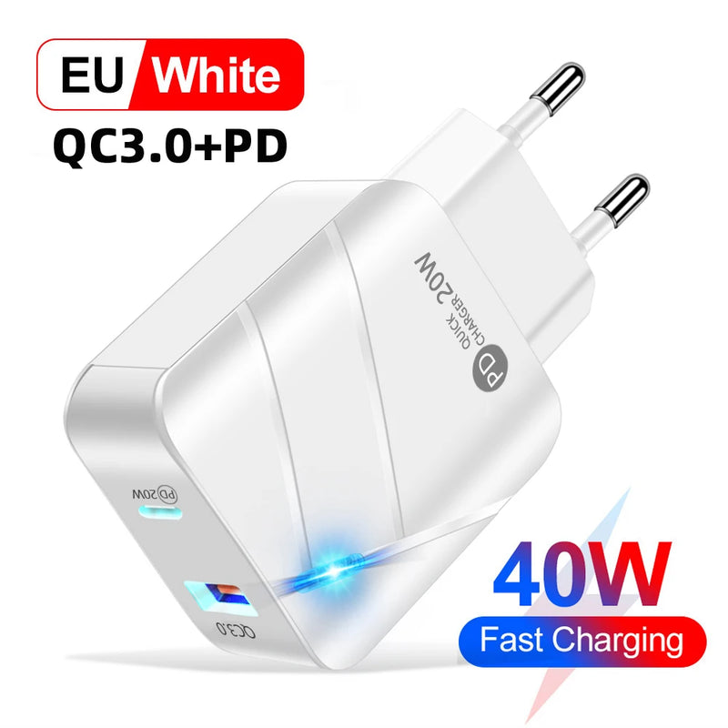 USB Charger PD Charger For iPhone 15 14 13 12 11 Xs Max Fast Charger PD3.0 QC3.0 Phone Charger Type C Tablets Charger