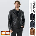 Men's Leather Jackets Casual Fashion Motorcycle Coat O-Neck PU Jacket Autumn Anti-wind Leather Coat Slim Fit Faux Leather Jacket