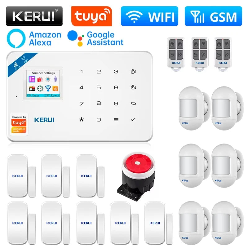 KERUI W181 WIFI GSM Alarm System Kit with Door/Window Sensor for Home Security Support Alexa Tuya Smart APP Remote Control