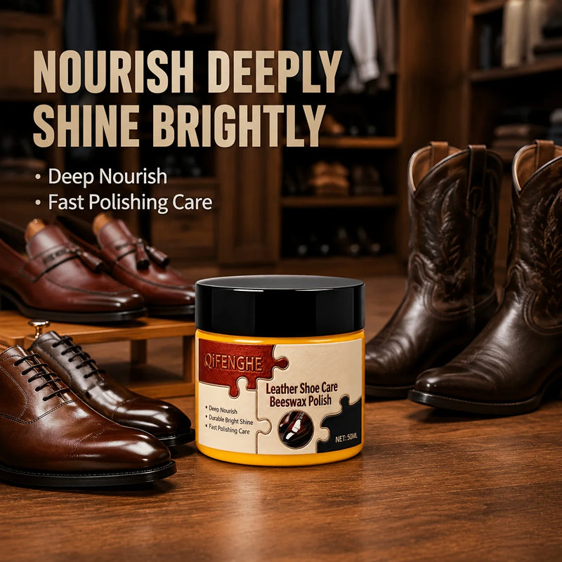 Natural Beeswax Leather Balm Portable Shoe Polish Quick Buffing for Instant Gloss Waterproof Protection Long Lasting Shine