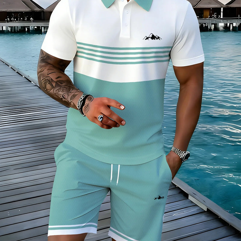 Summer Men's Polo Set - 3D Printed Pattern - Breathable | SAMAG