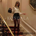 KONDALA Women Trendy Polka Dot Blouse Bow Tie O - Neck - View 3 | SAMAG