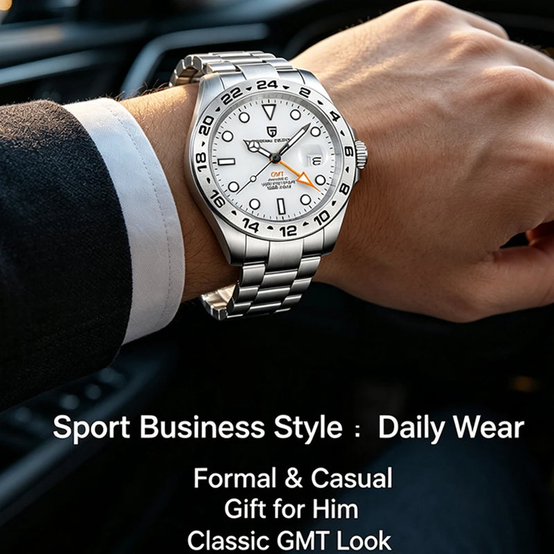 PAGANI DESIGN 2026 New Automatic Machinery Men's Watch GMT DG5833 Stainless Steel Sapphire Crystal 10Bar Waterproof Reloj Hombre