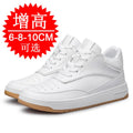 Men's Invisible Height Increasing Elevator Shoes 6cm 8cm 10cm Pure White Light-Weight Lace-up Genuine Leather Sporty Sneakers