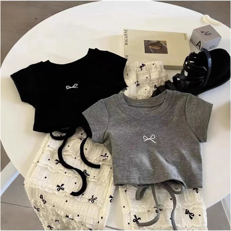 Girls Fashion Blouse Sets Summer Bow Tops Suits New Baby | SAMAG
