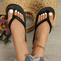 Women's fashion trend pure black belt anti-slip wear flat flip-flops