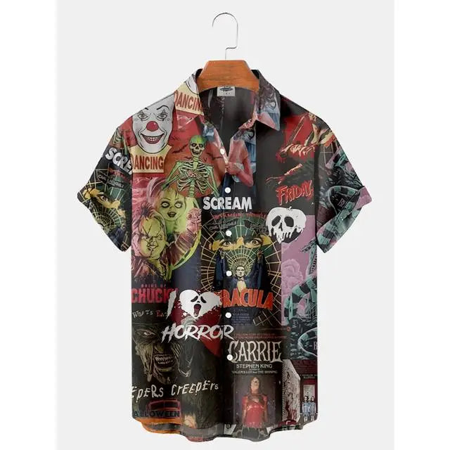 Summer Men's Hawaiian Shirt Movie Figures Horror Vintage | SAMAG