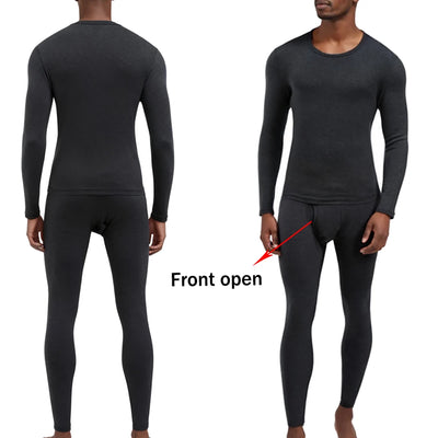 /Set Long Johns Solid Color Sleeve Thermal Underwear Men | SAMAG
