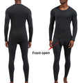 2 Pcs/Set Long Johns Solid Color Long Sleeve Thermal Underwear Men Dralon Velvet Fabric Winter/Autumn Warm Suit Front Open Pants