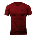 Summer Men Gym Bodybuilding Casual Short Sleeve Compression V-neck  Cotton Breathable Basketball Training  Pumping iron T-shirts