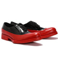 Luxury Mens Dress Shoes Platform Lace Up Genuine Leather Oxfords Real Cowhide Business Work Formal Shoes Black Red Wedding Shoes