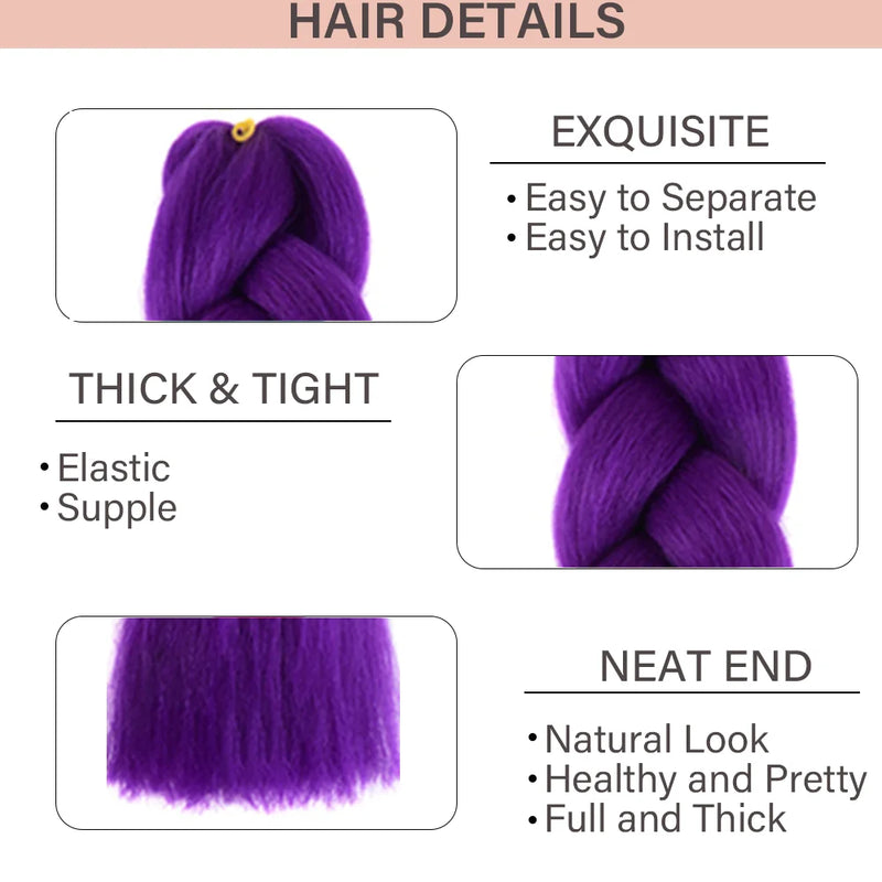 24 Inches DIY Jumbo Braiding Hair Synthetic Hair Extensions Afro Ombre Crochet Braid Hair Wholesale For Women