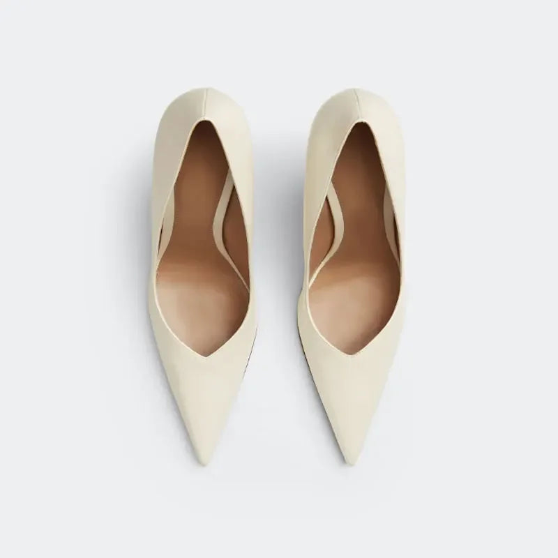Brand Fashion Show 10cm High Heels 2023 Summer New Thick Heels Black White  Pointed Fashion Sexy Women's Size 44 Single Shoes