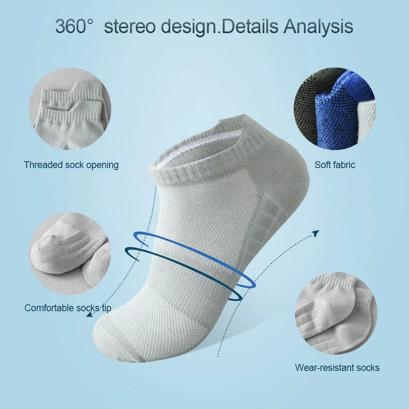 5 Pairs Ankle Running Socks Men Mesh Breathable Short | SAMAG