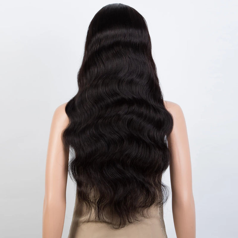 Lekker Clearance Long Black Half Headband Wig Body Wave 100% Human Hair Wigs For Women Brazilian Remy Hair Full Machine Made